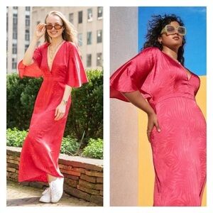 FE NOEL x Target Red Bat Sleeve V Neck Midi Dress Size 14 NWT Natalie Morales